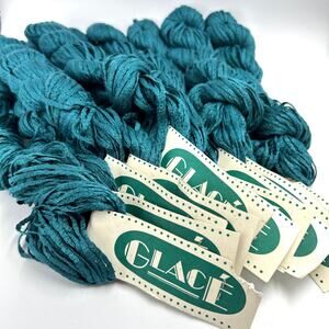 Berroco Ribbon Glace Yarn 10 Skeins Color 2356 Dye Lot 12 Teal Blue 50 Grams Vtg